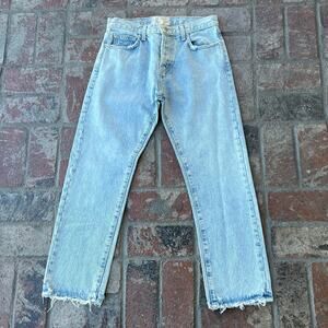 Current/Elliott Size 27 Jeans Straight Light Wash Rigid Denim Slight Distressed